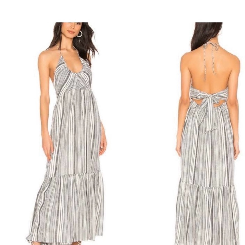 Striped Halter Maxi Dress